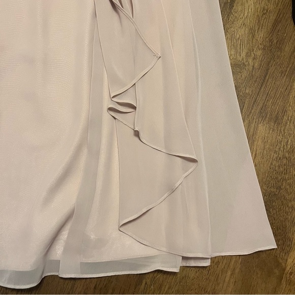 VINCE CAMUTO | Taupe Neck Embellished Chiffon Layered Trapeze Dress Size 10 - Picture 4 of 9